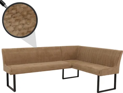 Produktbild von Eckbank MCW-O82, Esszimmerbank Bank,  (310g/m²) Chenille Stoff/Textil Metall 159x210cm  braun