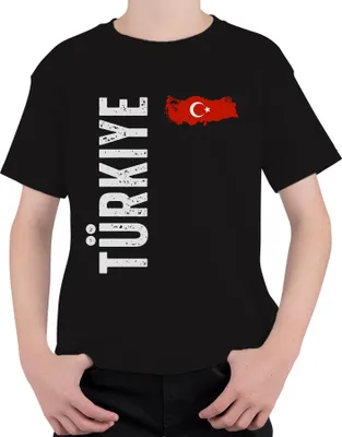 Produktbild von Türkei Flagge Fußball Fan WM Weltmeisterschaft 2026 Uni Kinder T-Shirt, Schwarz, 128
