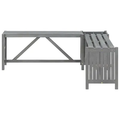 Immagine prodotto di Panchina angolare da giardino con fioriera 117 cm in legno massiccio grigio acacia