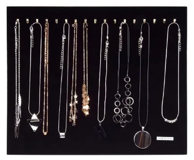 Produktbild von Schmuckständer/Organizer für Halsketten und Armbänder, schwarzer Samt, für bis zu 17 Halsketten