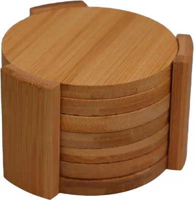Produktbild von Untersetzer hausleben Set mit 12 runden Untersetzern, 11,5 x 11,5 x 7 cm, natürlicher Bambus, umweltfreundlich, Tischdekoration, 2 x 6 Untersetzer