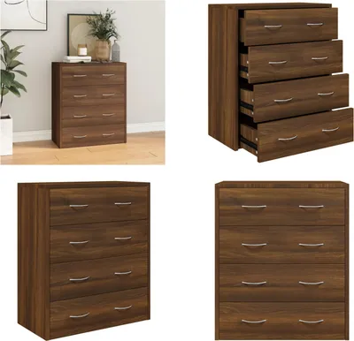 Produktbild von vidaXL Kommode mit 4 Schubladen 60x30,5x71 cm Braun Eichen Optik - Sideboard - Sideboards - Schrank - Aufbewahrungsschrank
