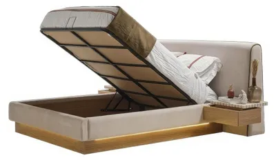 Produktbild von Bett Schlafzimmer Set Nachttisch Modern Beige Edel Luxus Polsterbett