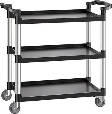 Produktbild von VEVOR Mehrzweckwagen, Tragkraft 226 kg, 3-lagiger Kunststoff-Mehrzweckwagen, 106 x 49 x 98 cm, großer Speisewagen für Lager, Büro, Zuhause, Restaurant, Küche