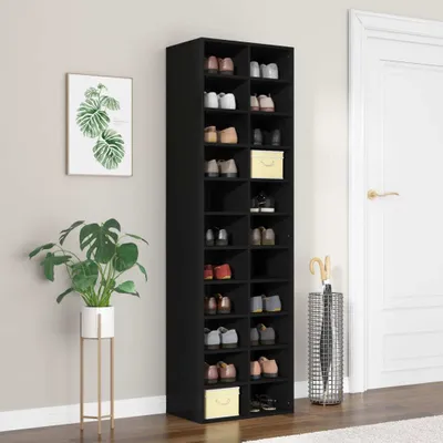 Produktbild von vidaXL Skriňa na topánky čierna 54x34x183 cm Materiál drevo
