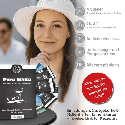 Produktbild von Krimi-Dinner - Pure White: die Yacht der Geheimnisse