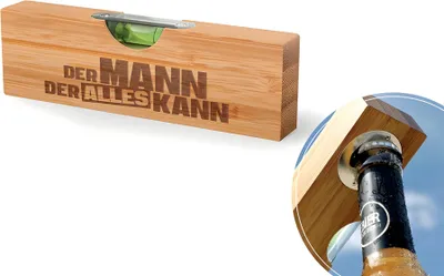 Produktbild von Flaschenöffner aus Bambus und Edelstahl, Motiv Mann Kann