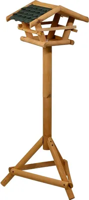 Produktbild von Vogelhaus mit Standardfuß – Futterhaus für den Garten – Vogelfütterung – WetterbeständigesHolz – 44 x 101 cm – Grün