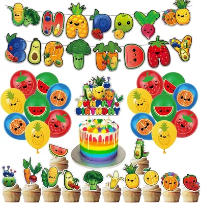 Productafbeelding van Hey bear sensory verjaardagsdecoratie - Fruitdecoratie - Dancing - Ballonnen - Sensorische Taartdecoratie