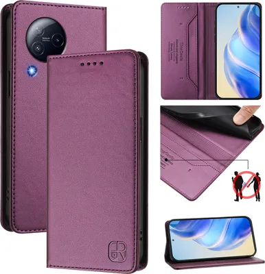 Produktbild von Lederhülle für Xiaomi Civi 3 Hülle Flip Brieftasche Kartenfächern Ständer Schutzhülle Lila