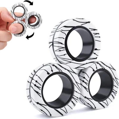 Obrázek produktu pro Magnetické kroužky pro osoby s ADHD – 3 kusy stylových magnetických kroužků jako fidget hračky pro odbourávání stresu