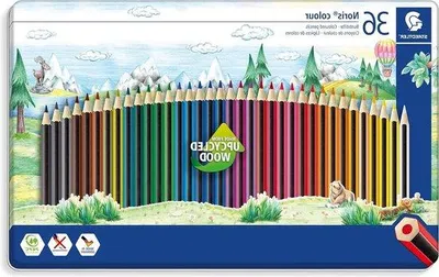 Image de Coffret de 36 crayons de couleur souples à pointe hexagonale, dans une boîte métallique