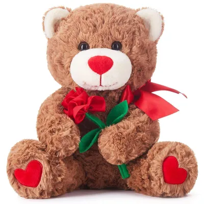 Productafbeelding van Pluche teddybeer met strik, 27 cm, zacht, ideaal voor Valentijnsdag