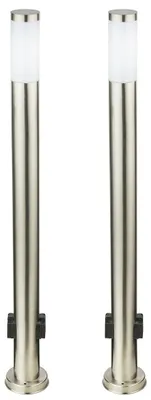 Produktbild von 2x RGB LED Stehleuchte, 2x Steckdosen, Edelstahl H 110 cm