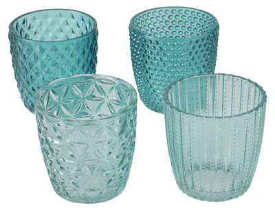 Produktbild von Teelichthalter Marilu Glas lackiert türkis H.7 cm Ø.7 cm 4-teilig