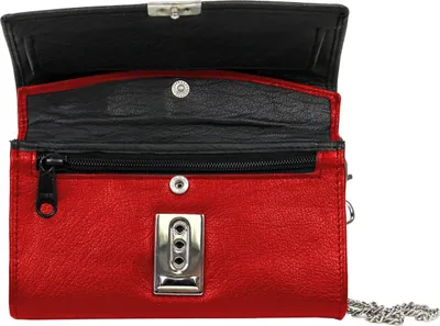 Produktbild von Geldbörse Kellnerbörse Holster Kette Scheintasche Geldtasche Leder Schwarz Rot