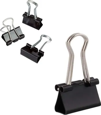 Produktbild von D.RECT Metal Foldbackklammern | Verpackung 12x12 Stück (144 Klammern) 15mm | Schwarz | Vielzweckklammern, Metall Binder Clips für: Notizen, Briefpapier | Büroklammern