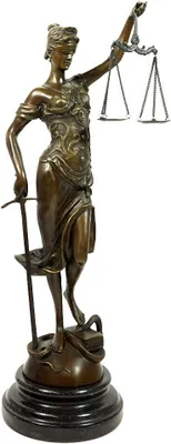 Produktbild von Bronze Skulptur Figur Justitia Göttin der Gerechtigkeit Marmorsockel 41cm