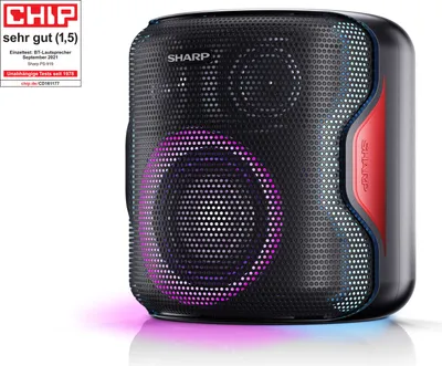 Produktbild von Sharp PS-919 2.1 Bluetooth-Lautsprecher, 130 Watt RMS, wasserabweisendes Gehäuse, Farbe: schwarz
