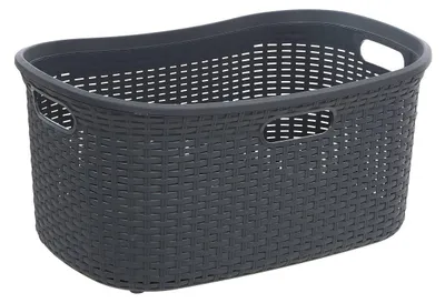 Produktbild von Rechteckiger wäschekorb aus rattan, 40 l, grau - 5 five simply smart