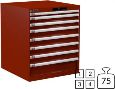 Produktbild von Lista Schubladenschrank - 78.168.070 - 850x717x725 mm (HxBxT) - 8 Schubladen - 75 kg - Code Lock - rubinrot (RAL 3003)