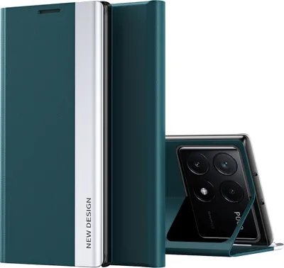 Obrázek produktu pro Pouzdro pro Xiaomi Poco X6 Pro / Redmi K70E LeatherPolyuretanFlip Cover Protective Case with Stand Function Green