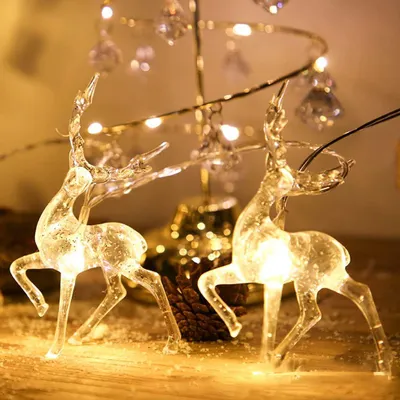 Rentier-Lichterkette, warmweiß, USB/batteriebetrieben, 10 LEDs