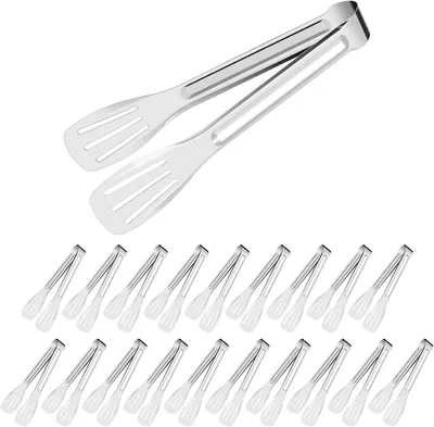 Produktbild von Set von 20 Servierzangen 17,5 cm, Edelstahl, für Buffet, Frittierzange, für Salat