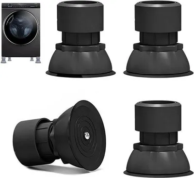 Productafbeelding van Trillingsdemper voor wasmachine en droger, verstelbare antivibratievoeten 10-12 cm, universeel en zwart
