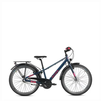 Produktbild von 24 Zoll Kinderfahrrad, 3-Gang, Jungenfahrrad, S’COOL troX pro, ab 7–11 Jahre, 130–145 cm, Dunkelblau/Pink