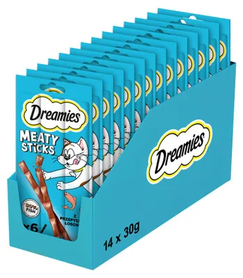 Produktbild von Leckerli Dreamies Meaty Sticks 14x30g Ergänzungsfutter für erwachsene Katzen Lachssticks