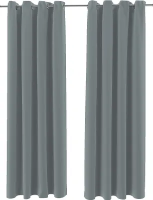 Produktbild von Brielle Verdunkelungsvorhänge Blickdicht Vorhänge Gardinen mit Metallösen 100% Polyester 2er Set 140 x 245 cm Grau