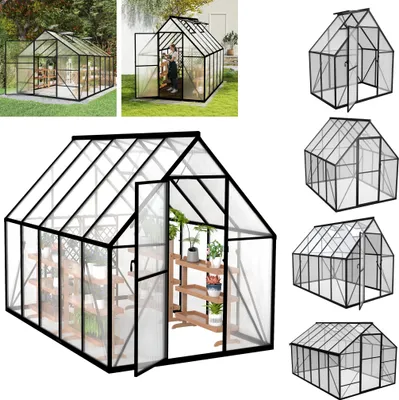 Image de FIVMEN Serre de jardin Maison de tomates avec fondations Serre de jardin avec fenêtre & plaques alvéolaires résistantes aux intempéries Serres de jardin 310x250x205cm Protégées contre les UV & le gel