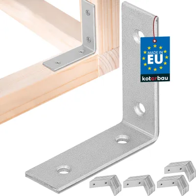 Zdjęcie produktu dla KOTARBAU® Zestaw 50 wytrzymałych kątowników 50 x 50 x 17 mm ze stali ocynkowanej Kątowniki Stabilne Trwałe łączniki belek Srebrny