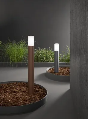 Zdjęcie produktu dla Lampo - Słupek ogrodowy z żarówką E27 IP54 wys. 60 cm, metal malowany, szkło satynowe, słupek zewnętrzny - Perenz - Ciemnoszary