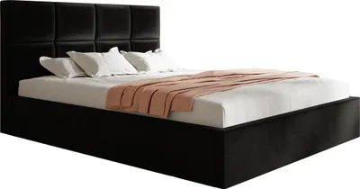 Produktbild von Polsterbett, 180x200 cm, Doppelbett, mit Bettkasten, mit Lattenrost, mit Kopfteil, Modern Bett, Robust, Elegant, Erstklassige Qualität, Slim, Schwarz