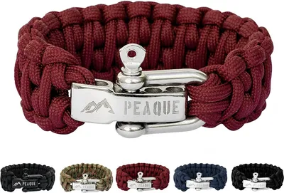Produktbild von PEAQUE Survival Armband aus Paracord - Rot - verstellbarer Edelstahlverschluss
