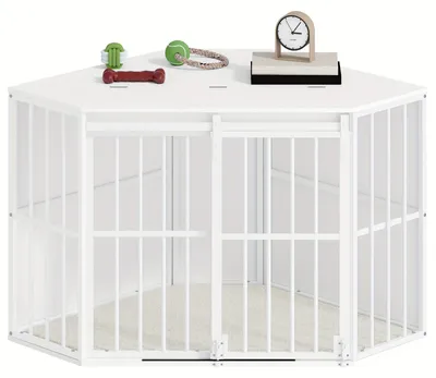 Immagine prodotto di Gabbia per cani - Trasportino per cani - Ciotola per cani - Cuccia per cani - Rifugio per cani - Modello angolare - Design moderno in legno