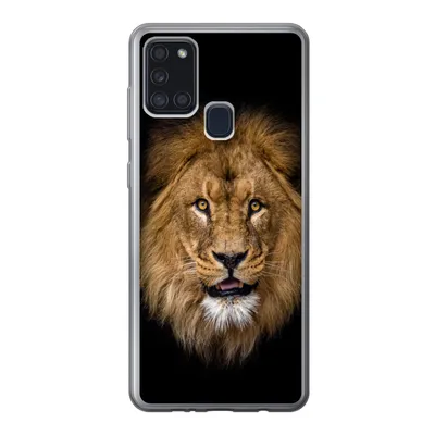 Produktbild von MuchoWow® Handyhülle Schutzhülle Hülle für Samsung Galaxy A21s Löwe - Porträt - Schwarz - Tiere Silikon Softcase Handy Hülle - Hartschale