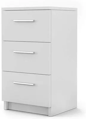 Obrázek produktu pro Noční stolek - Přístavec - Úložný prostor do ložnice - Tři uzamykatelné zásuvky - 38 x 66 cm - Bílá barva