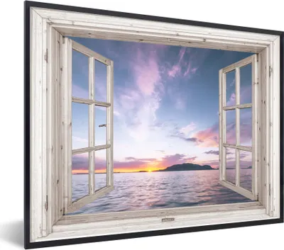 Produktbild von MuchoWow® Gerahmtes Poster Aussicht - Insel - Meer 80x60 cm - Poster mit Schwarzem Bilderrahmen Wandposter Rahmen Foto Bilder - Schwarzem - Mit Gestell