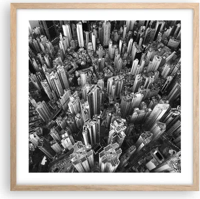 Produktbild von Gerahmtes Poster - Rahmen in heller Eiche - Wolkenkratzer mit Berge - 50x50 cm - Wand Bild - Wanddeko - Wandbilder - Kunstposter - Wandposter - Bilderrahmen - Bilder - Kunstdruck - P2NAC50x50-4453