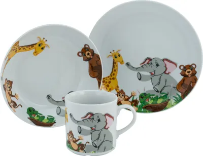 Produktbild von CreaTable, 22897, Zoo Bunt, Kinderservice 3-tlg, Porzellan
