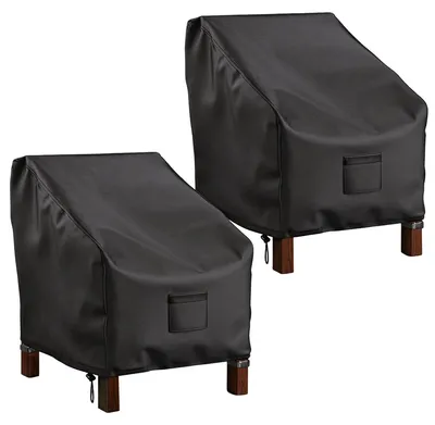 Produktbild von 2er Set Gartenmöbel Stuhlhussen, wasserdicht, robustes 210D Oxford Gewebe, große Hussen für tiefe Sitzflächen, Schwarz