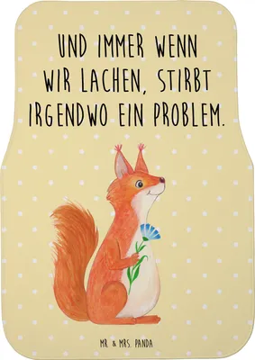 Produktbild von Mr. & Mrs. Panda Automatte Eichhörnchen Blume - Gelb Pastell - Geschenk, Motivation Sprüche, Fußmatte Auto, Eichhorn, Tiere, Lachen, Fürs, Autoteppich, Spaß