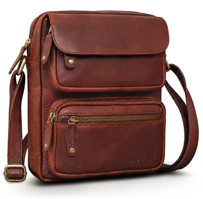 Produktbild von ROYALZ "Florida" Schultertasche Herren Klein Leder Vintage Look Kleine Umhängetasche Männer mini Messenger Bag Ledertasche