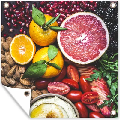 Produktbild von MuchoWow® 50x50 cm Outdoor-Poster Gartendeko Sichtschutz Garten Poster für den Garten  Gemüse - Obst - Farben