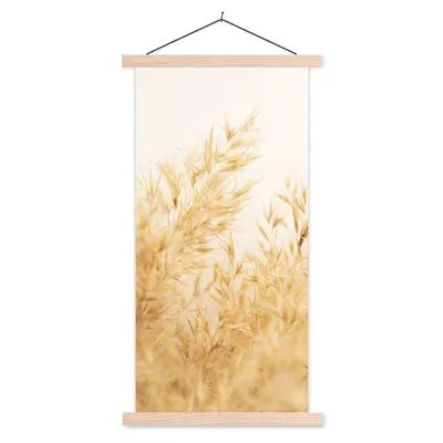 Produktbild von MuchoWow® Textilposter Pampasgras - Sonne - Gras 60x120 cm mit holzfarbenen Rahmen - Holz