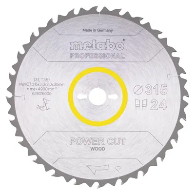 Produktbild von Metabo 628016000, Bauholz mit Nägeln, Holz, 31,5 cm, 3 cm, Hartmetall-bestücktes Wolfram (TCT), 2 mm, 4900 RPM