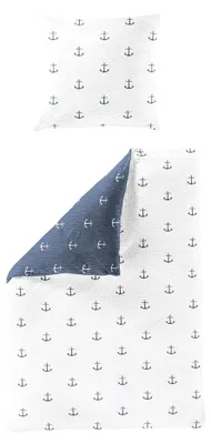 Produktbild von Traumschloss Seersucker Bettwäsche - Anker, marine, weiß, blau 135 x 200 cm Anker, marine, weiß, blau